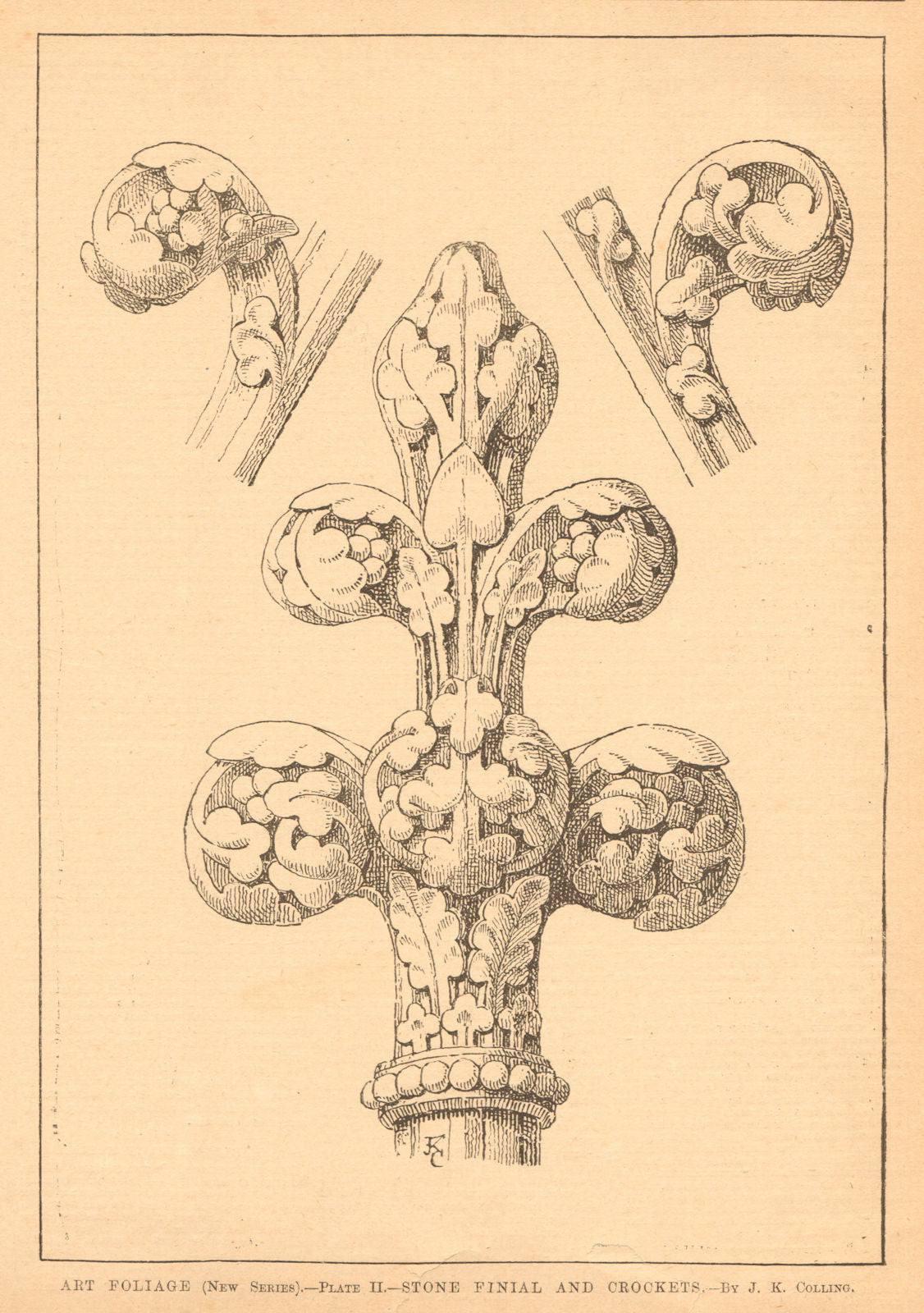 Art Foliage (New Series) Plate II. Stone Finial & Crockets by J.K. Collling 1901